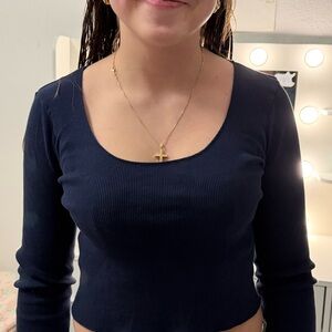 PacSun Dark Blue Ribbed Crop Top